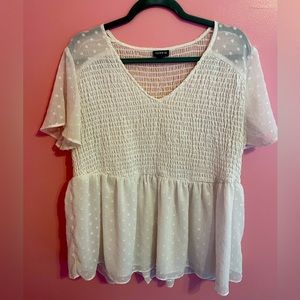2X Torrid White Chiffon Babydoll Top